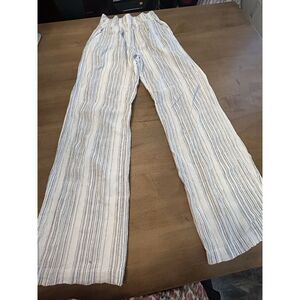 USA Birdwell Women's‎ Pants Sz M, Elastic Waist SeerSucker Wide Leg Striped-EUC